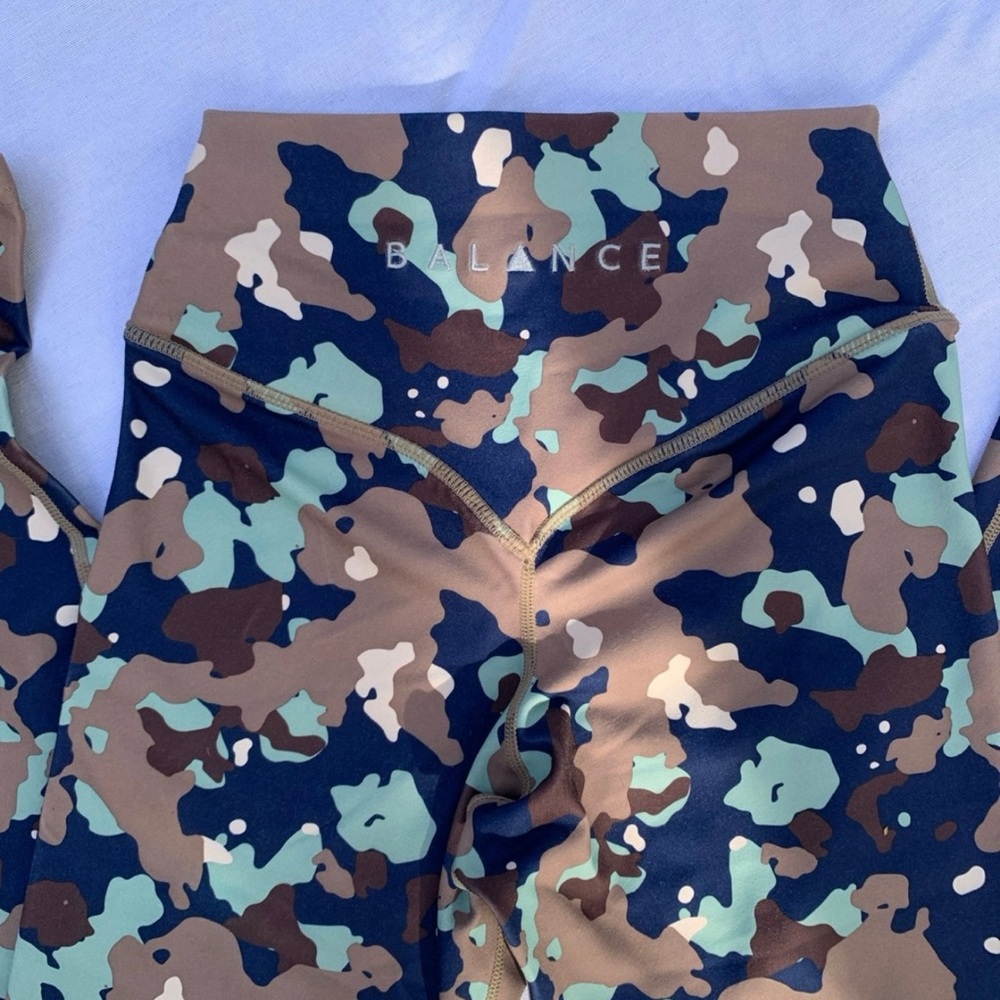 Balance Athletica Blue and Brown Camouflage Leggings
